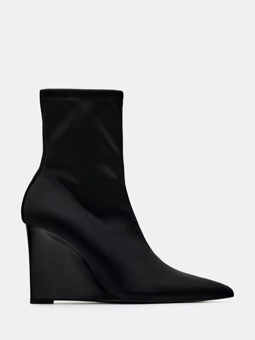 Zara Black Wedge Sock Ankle Boot